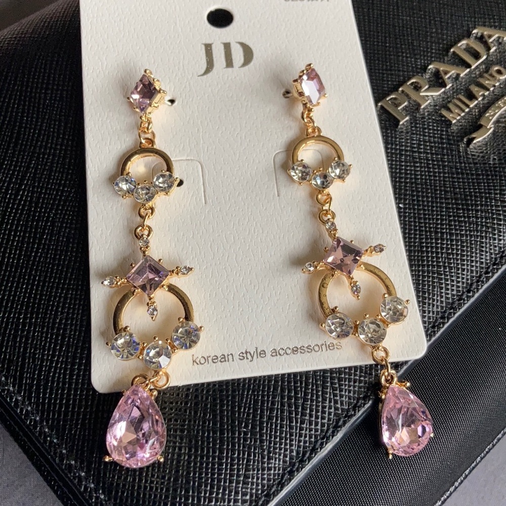 Pink Crystal Drop Earrings